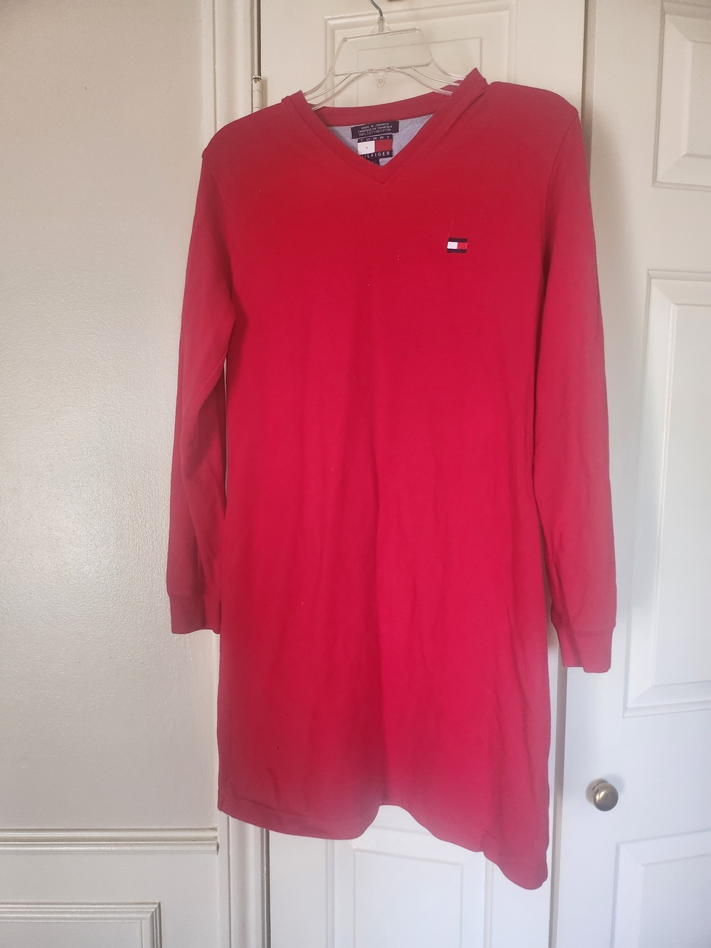 Tommy Hilfiger Red V-Neck Long Sleeve Tunic